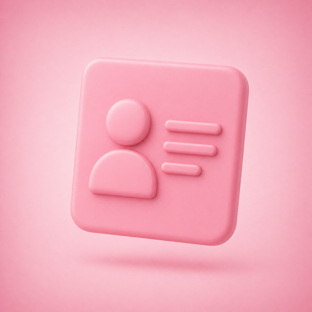 User profile card icon for account information and personal data management
