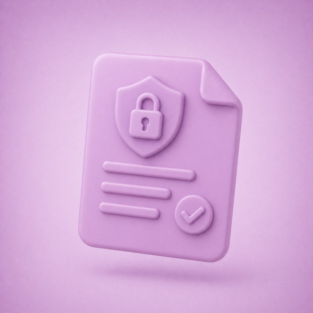 Secure document icon with lock symbol for data protection and privacy compliance