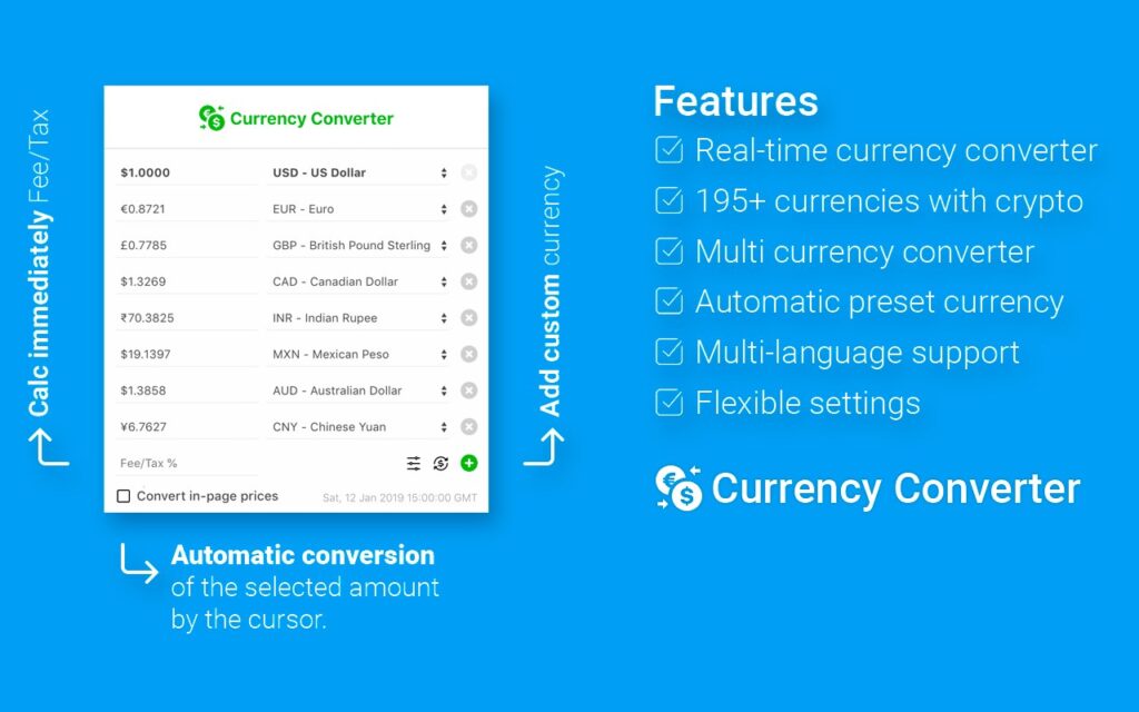Currency converter interface with real-time exchange rates and multi currency support