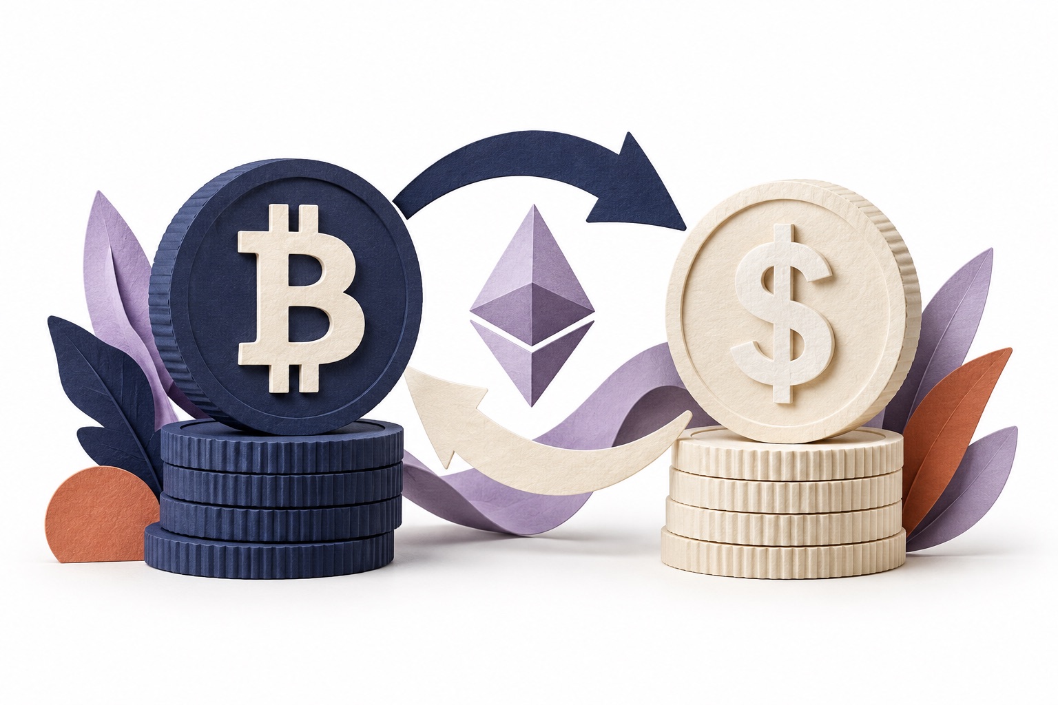 Paper sculpture illustrating Crypto Converter ⚡ Widget