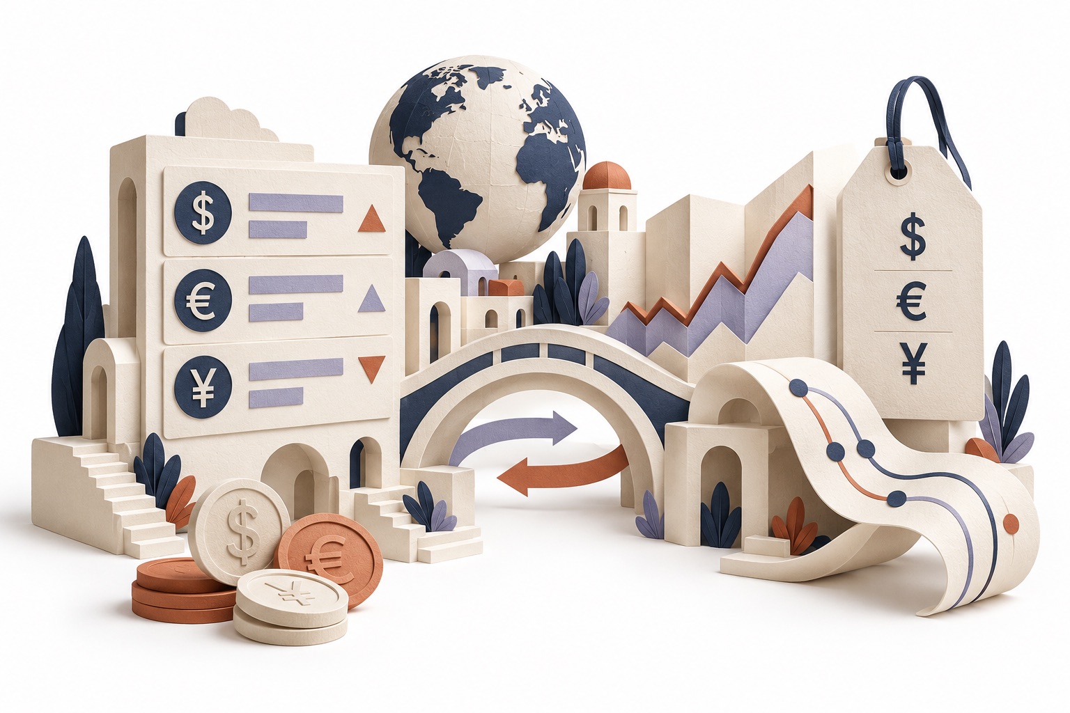 Paper sculpture illustrating CurrencyRate.Today – Currency Blocks and Widgets